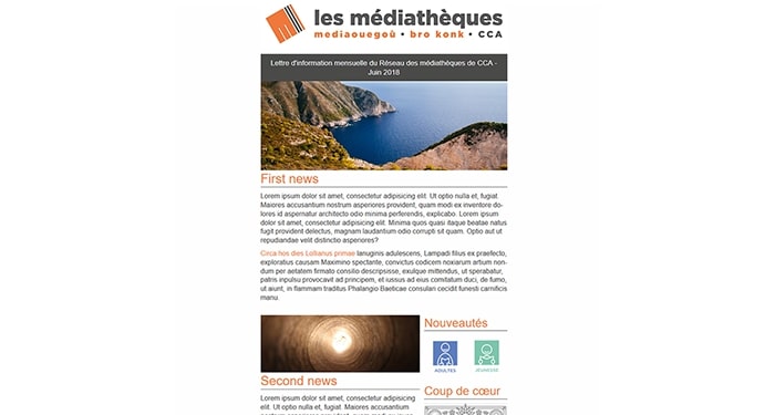 Screenshot Newsletter des médiathèques de CCA